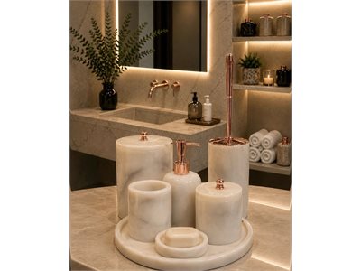 BEYAZ MERMER KLASİK MODEL 7 PARÇA BANYO SETİ doğal taş ürün görseli