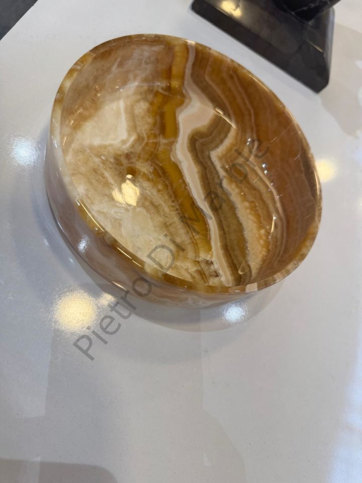Onyx Mermer Kase ( İthal Parça ) ( Havluluk Kasesi ) ( Işık Geçirme Özelliği olan Mermer )