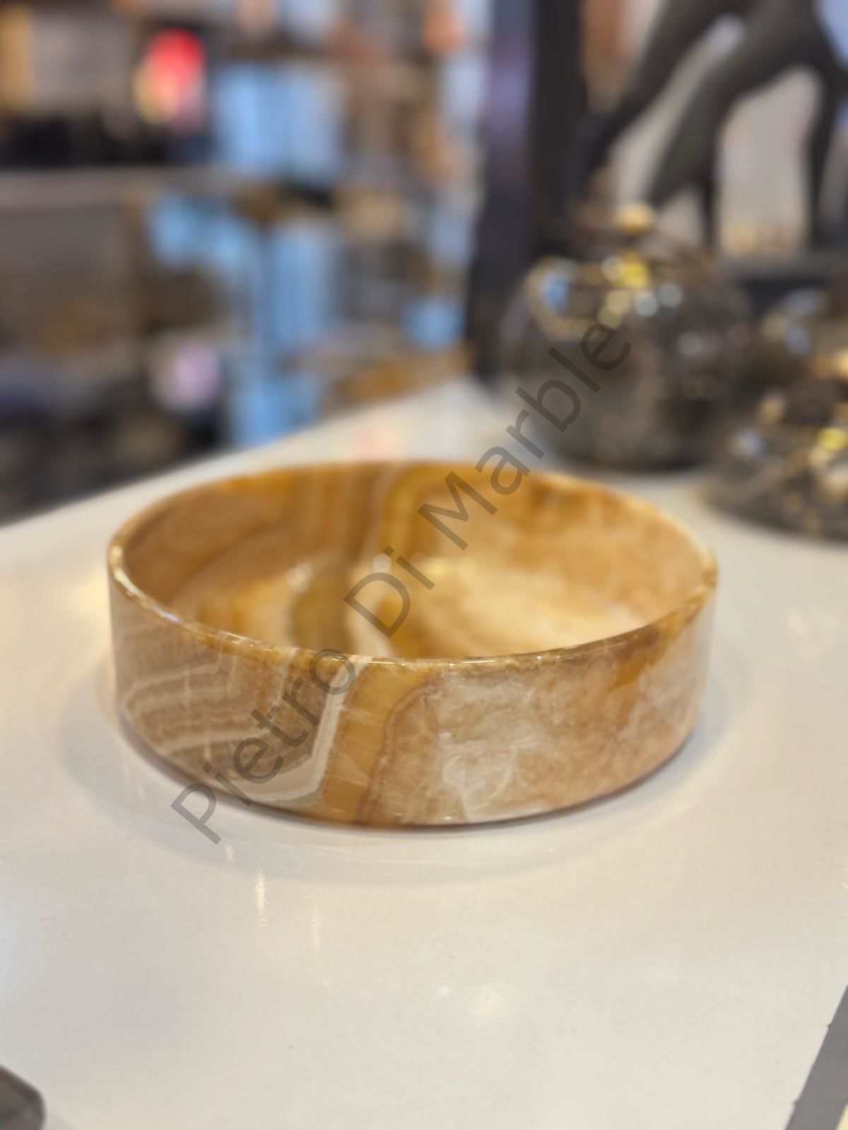 Onyx Mermer Kase ( İthal Parça ) ( Havluluk Kasesi ) ( Işık Geçirme Özelliği olan Mermer )