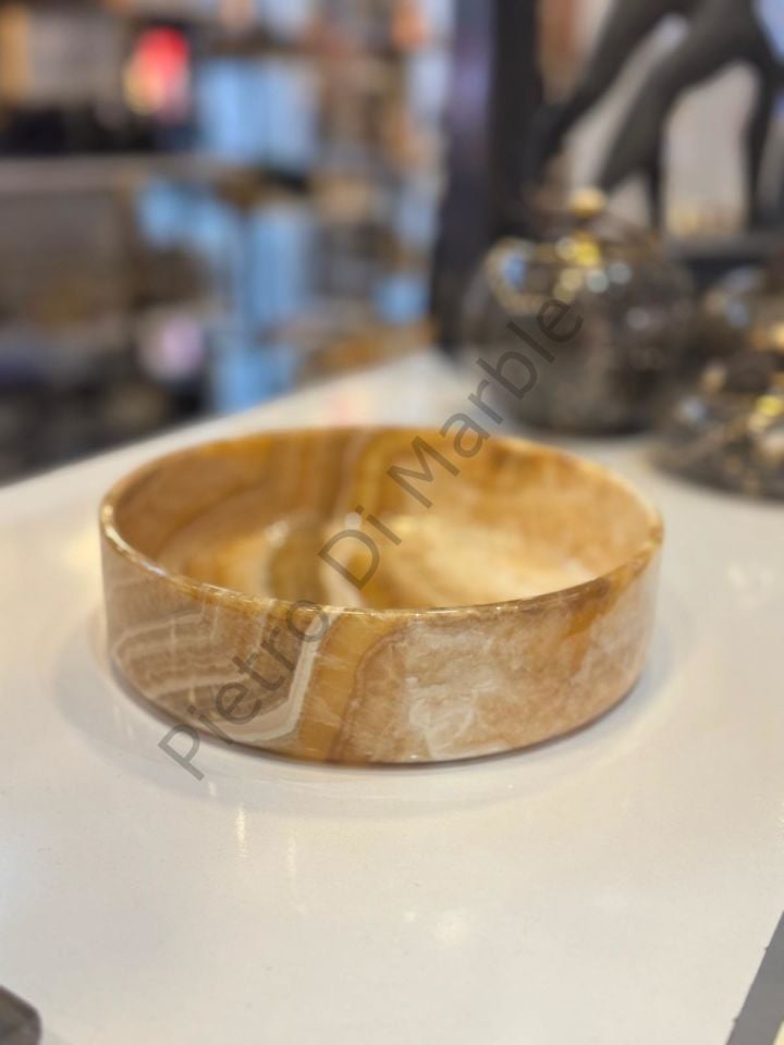 Onyx Mermer Kase ( İthal Parça ) ( Havluluk Kasesi ) ( Işık Geçirme Özelliği olan Mermer )
