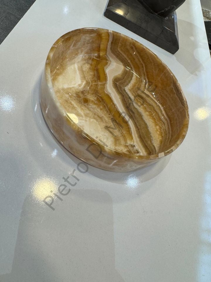 Onyx Mermer Kase ( İthal Parça ) ( Havluluk Kasesi ) ( Işık Geçirme Özelliği olan Mermer )