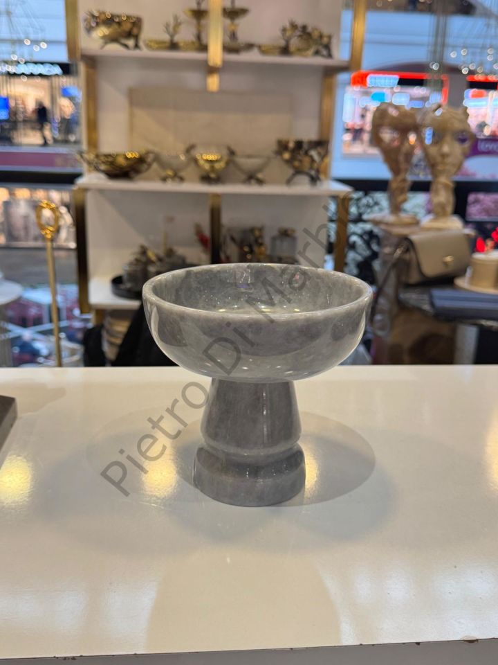 Gri Mermer Oval Model Ayaklı Kase ( Ayaklı Havluluk Kasesi Oval Model )