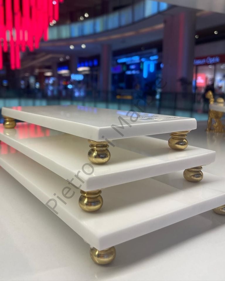 Gold Ayaklı 3 Lü Mermer Peynir Standımız