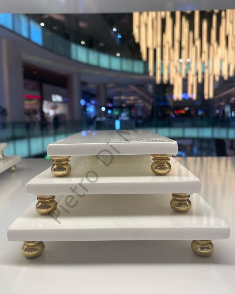 Gold Ayaklı 3 Lü Mermer Peynir Standımız