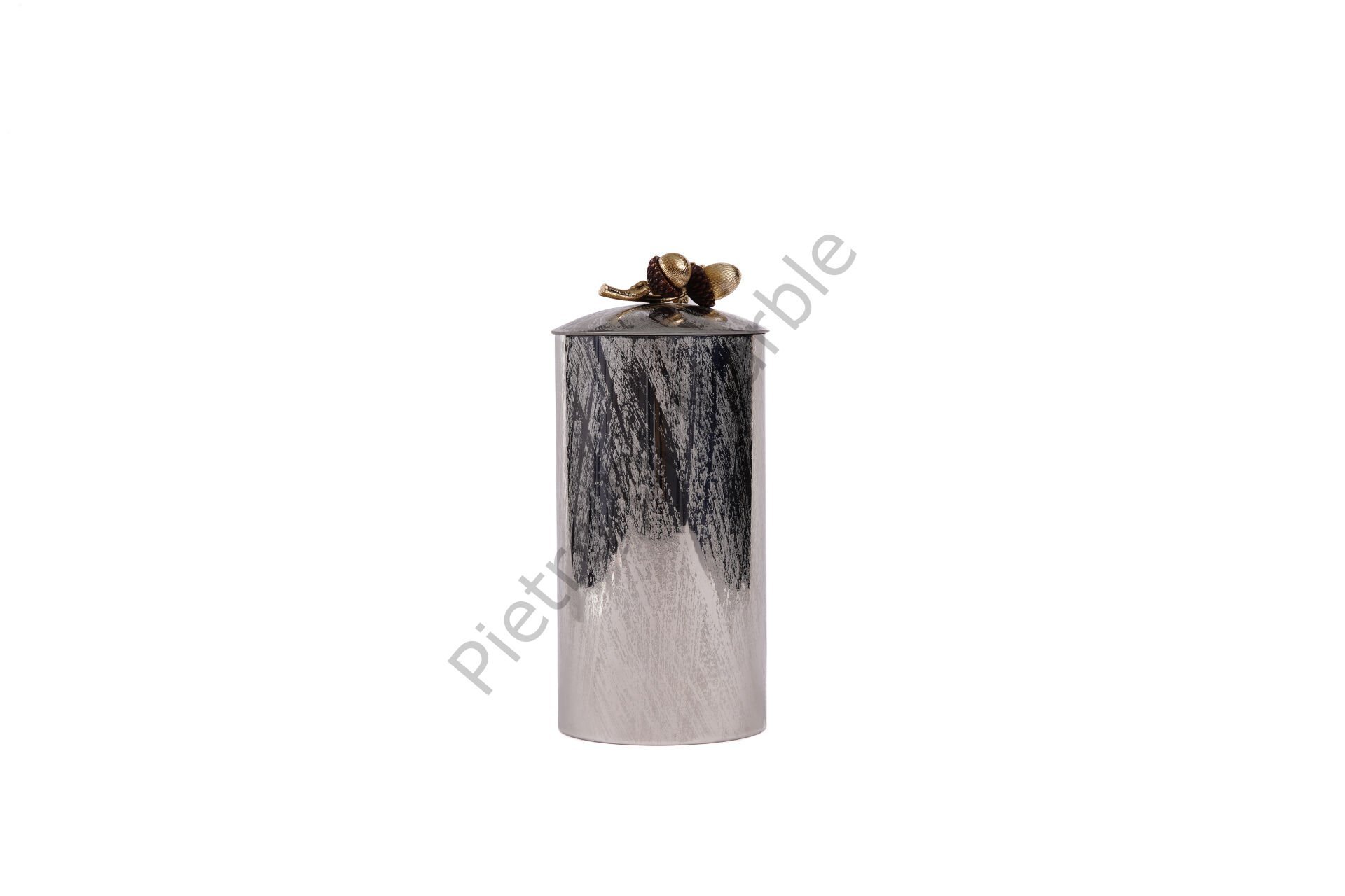 3210507 Büyük Boy Gümüş Renk Pirinç Kaplama Metal Kavanoz