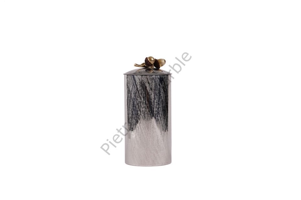 3210507 Büyük Boy Gümüş Renk Pirinç Kaplama Metal Kavanoz