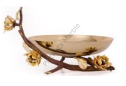 3210019 Metal Kase Gold Renk Pirinç Kaplama Kase Çiçekli Model